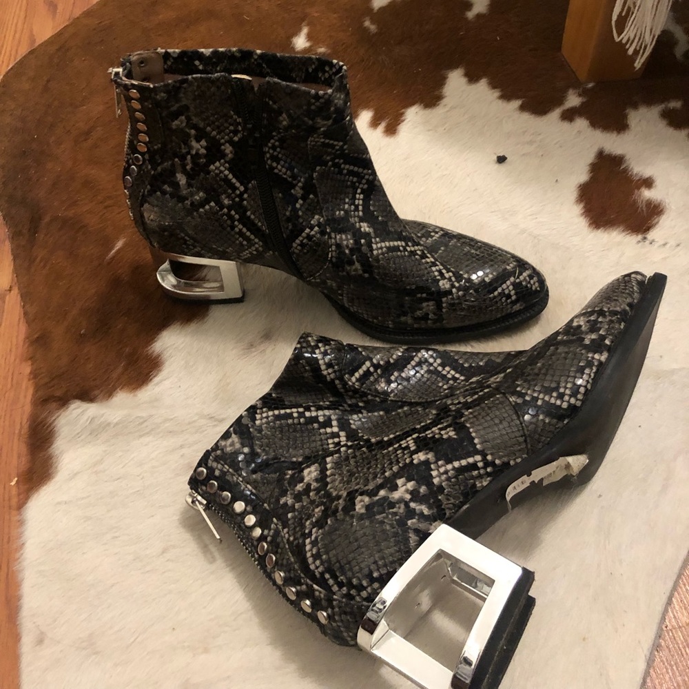 NWT Jeffrey Campbell snakeskin cut out heel boots